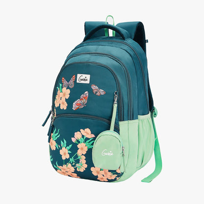 Genie Lilac 27L  School Backpack (Navy Blue & Dark Green)