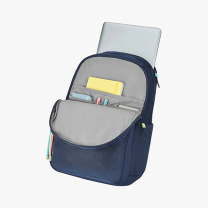 Genie Sleek 28L Navy Blue Laptop Backpack With Raincover