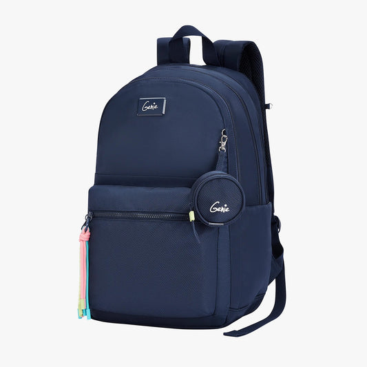 Genie Sleek 28L Navy Blue Laptop Backpack With Raincover
