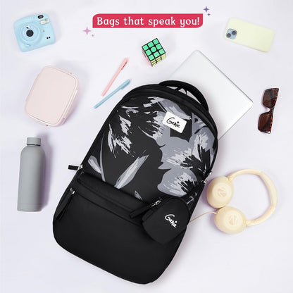 Genie School Backpack For Girls |19 In-40 Ltr with Laptop Sleeve, Rain Cover and Three Compartments with Padded Shoulders |Best for Books,Stationery,Lunch Box & Essentials