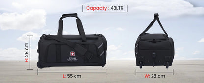 Pebble Prime Duffle Trolley Bag, 43LTR | Swiss Military