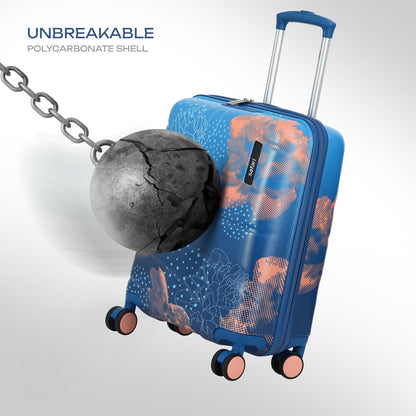 Safari Serene Pro 8 Wheels Set of 2 (Cabin + Medium) Trolley Bags, Hard Case Printed Polycarbonate, 360 Degree Wheeling Carry-on & Check-in Luggage, Suitcase for Travel, Trolley Bags for Travel