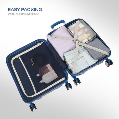 Safari Serene Pro 8 Wheels Set of 2 (Cabin + Medium) Trolley Bags, Hard Case Printed Polycarbonate, 360 Degree Wheeling Carry-on & Check-in Luggage, Suitcase for Travel, Trolley Bags for Travel