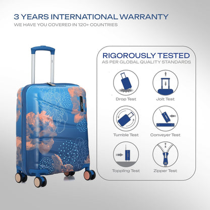 Safari Serene Pro 8 Wheels Set of 2 (Cabin + Medium) Trolley Bags, Hard Case Printed Polycarbonate, 360 Degree Wheeling Carry-on & Check-in Luggage, Suitcase for Travel, Trolley Bags for Travel