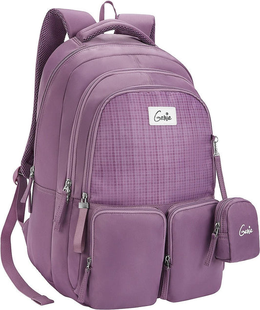 Genie ARIANA Wine School Backpack for Girls |19 In-36 Ltr with Three Compartments, Side Pockets and Light Weight