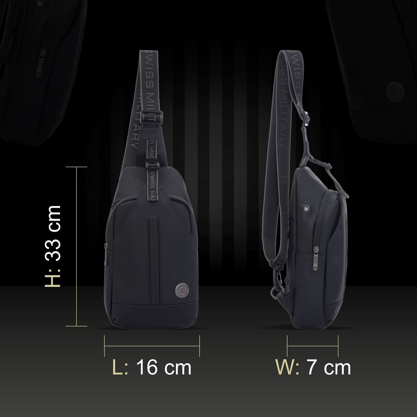 Black Men & Women Shoulder Bag LUCAS Secure Sling Bag – Swiss Military