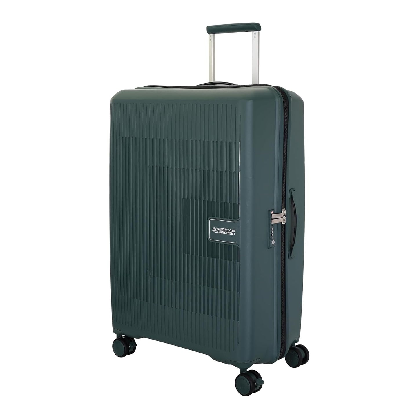 American Tourister Aerostep SL 67 CM Hard Shell 8 Spinner Wheel,Expander & Recessed TSA Lock Check-in Trolley Bag for Travel|Medium PP Suitcase with Double Zipper,Flexi Packing Straps For Unisex-Green