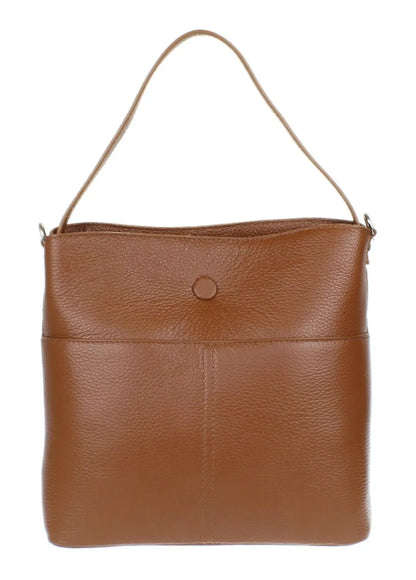 Girly Handbags Women’s Italian Genuine Leather Shoulder Bag – Classic Black Tote with Double Handles & Crossbody Strap