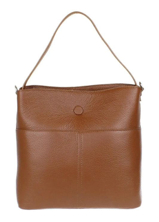 Girly Handbags Women’s Italian Genuine Leather Shoulder Bag – Classic Black Tote with Double Handles & Crossbody Strap