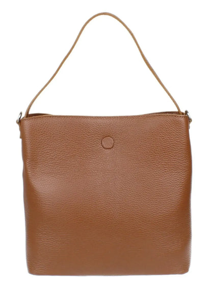 Girly Handbags Women’s Italian Genuine Leather Shoulder Bag – Classic Black Tote with Double Handles & Crossbody Strap