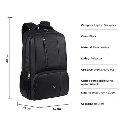 Gear Vault Faux Leather Laptop Backpack 30L