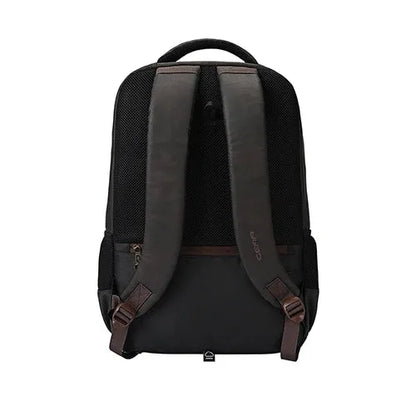 Gear Quantum 3 Anti-Theft Faux Leather Backpack 29L with Raincover – Brown Black
