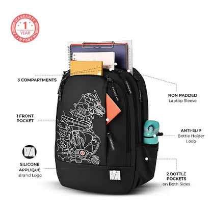 Gear Fiction 35L Casual Backpack with 3 Compartments, Laptop Sleeve & Bottle Holders