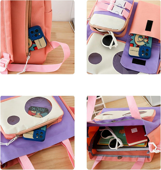 Cute Girls School Backpack Set – Large Capacity, Waterproof & Lightweight | 5 PC COMBO