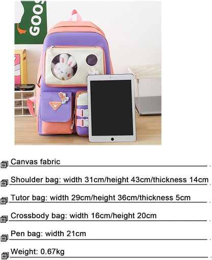 Cute Girls School Backpack Set – Large Capacity, Waterproof & Lightweight | 5 PC COMBO