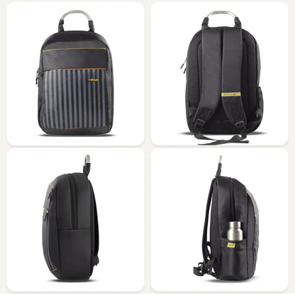 Timus Spain Backpack for Men & Women - 18 Liter | Water-Resistant Premium Polyester Backpack with Padded Laptop Compartment (fits upto 15.6 inches) | Lightweight Travel Bag (Black) color
