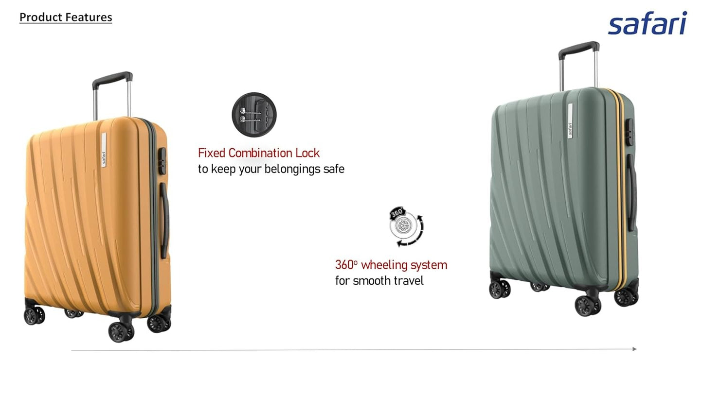Safari Polyproplyene Hard Shell Cairo 8 Wheels, 5 Years Warranty