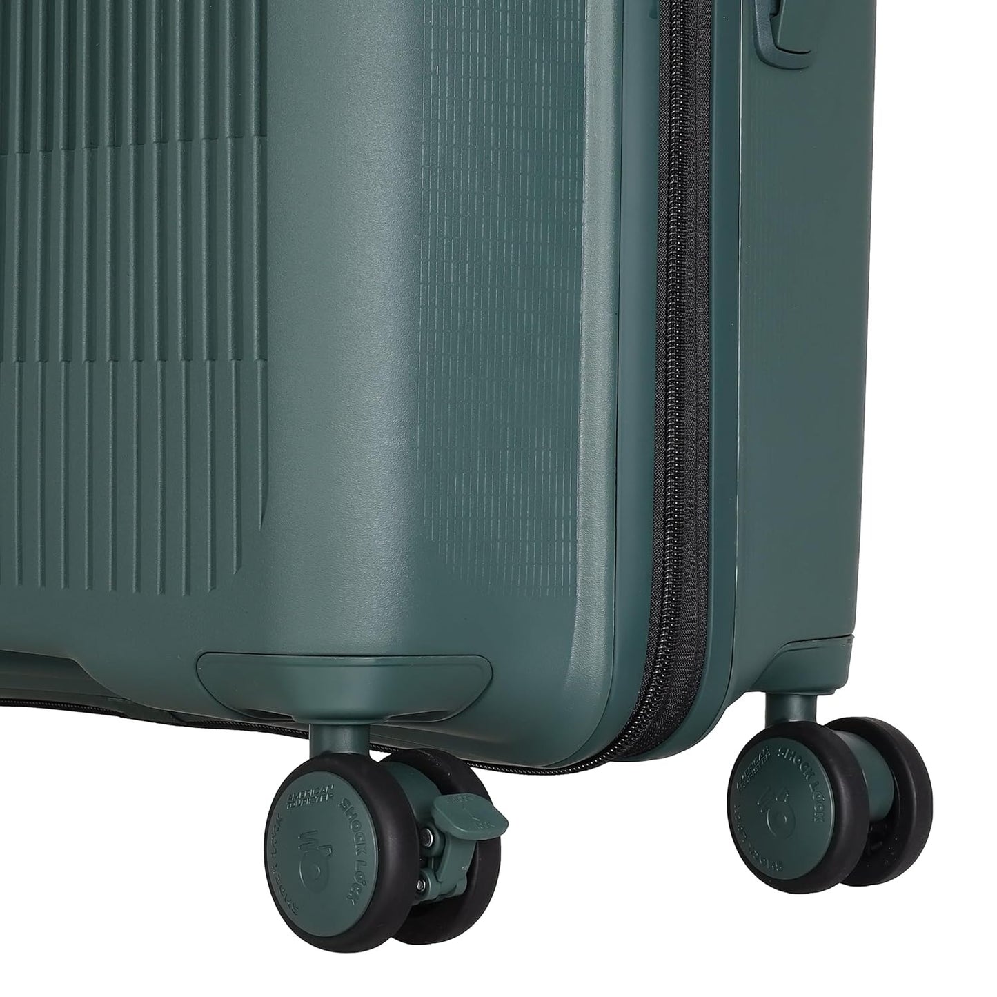American Tourister Aerostep SL 67 CM Hard Shell 8 Spinner Wheel,Expander & Recessed TSA Lock Check-in Trolley Bag for Travel|Medium PP Suitcase with Double Zipper,Flexi Packing Straps For Unisex-Green