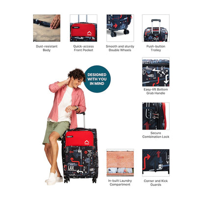 Uppercase JFK Cabin Eco Soft Trolley Bags Small Size, Travel Suitcase (Red)