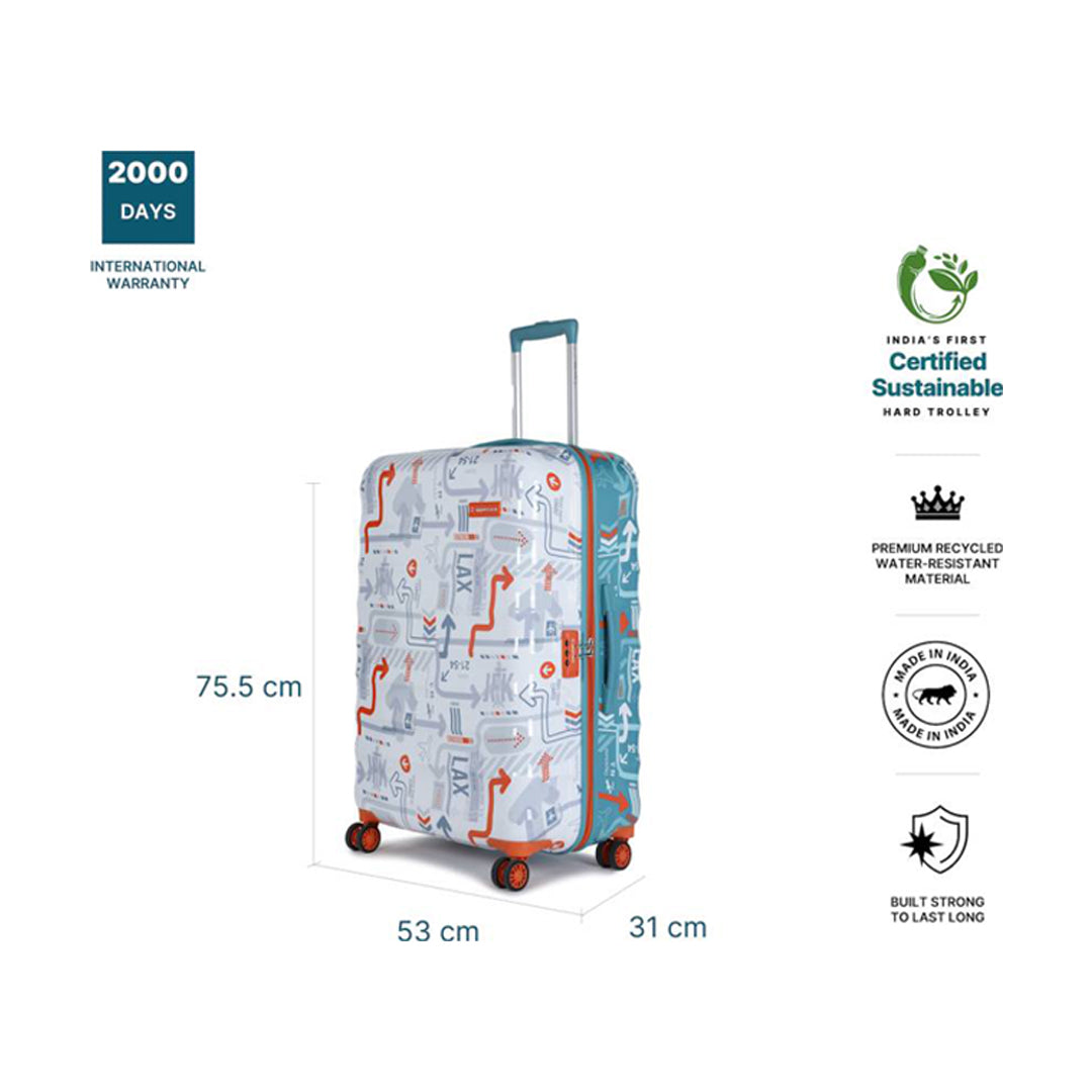 Uppercase JFK Eco Hard Shell Luggage Trolley, Suitcase for Men and Women