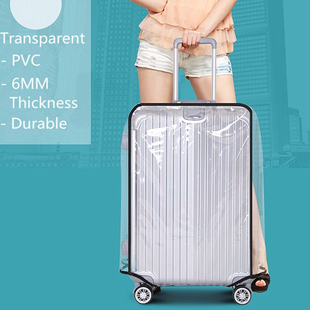 PVC Transparent Trolley Bag Cover Waterproof/Dustproof Suitcase Cover for Hard Luggage with Zip