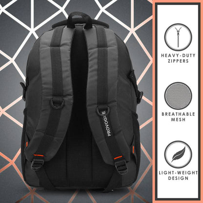 PROVOGUE  Large 35 L Laptop Backpack Spacy unisex backpack with rain cover and reflective strip  (Black)